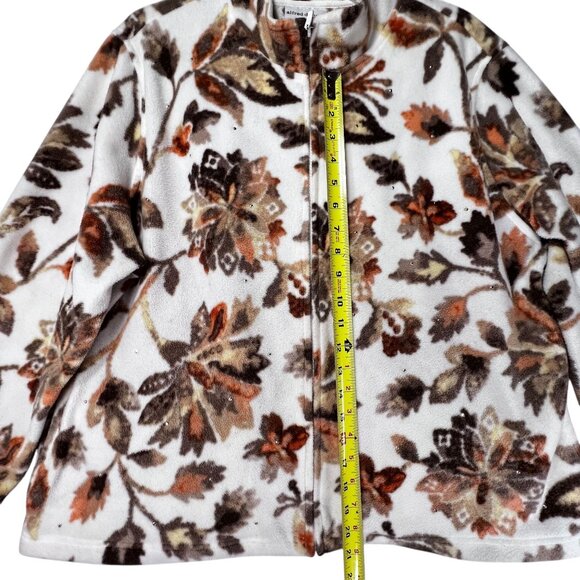 Alfred Dunner Floral Full Zip Fleece Jacket Rhinestone Sparkles PXL Leaves Fall - Picture 10 of 12